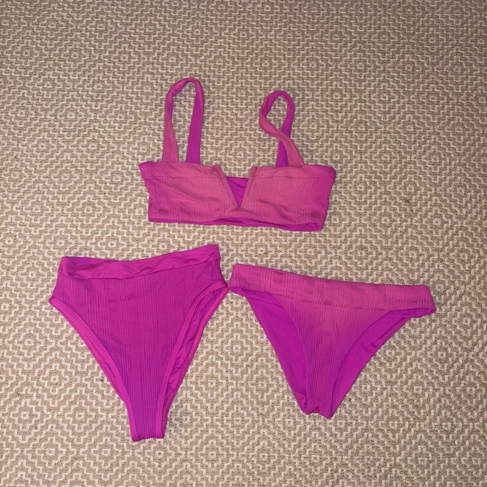 LSPACE Pink Ribbed Bikini Set - Picture 3 of 5